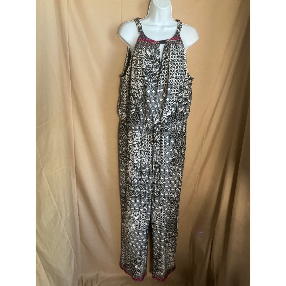 Shelby & Palmer Jumpsuit Womens 2X Multi New Geometric Halter Wide Leg Jumpsuit